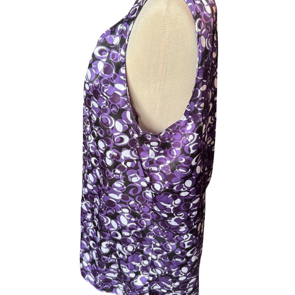 Danielle B Sleeveless Blouse Women’s Size 12 Purple Black Pintuck Pleats Silky - Picture 6 of 9